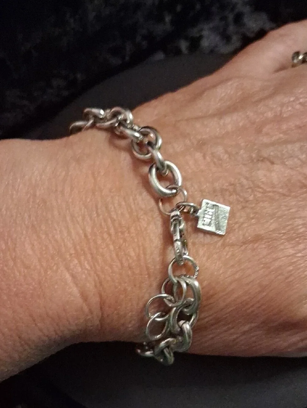 Silver Chain Link Women's Bracelet - CBC Charm Sz. 7 To 9 Adjustable